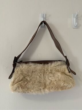 NWOT Rare Vintage Stuart Weitzman Y2K Genuine Fur Suede Shoulder Bag